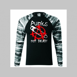 Punks not Dead  pánske tričko (nie mikina!!) s dlhými rukávmi vo farbe " metro " čiernobiely maskáč gramáž 160 g/m2 materiál 100%bavlna